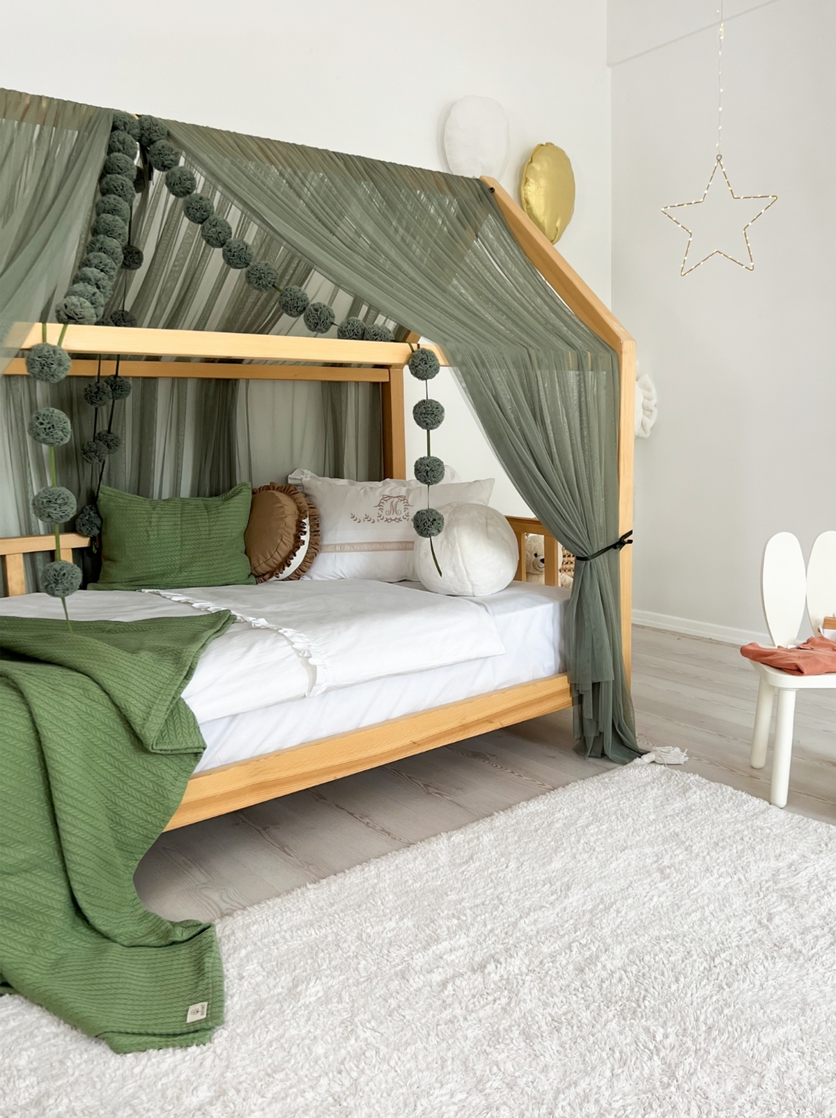 Montessori Bed Canopy Basic-Khaki Green