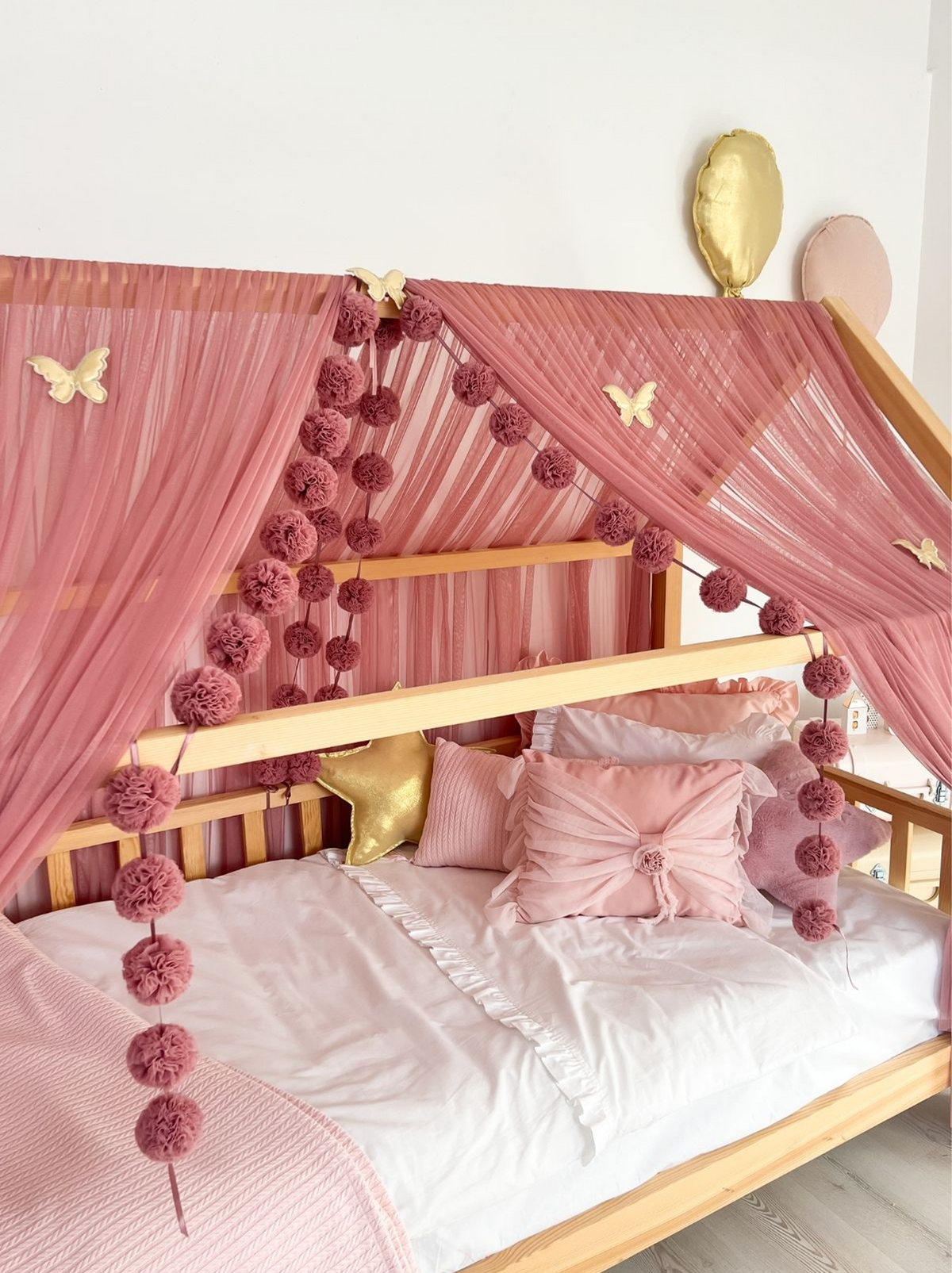 Montessori Bed Canopy Basic-Dusty Rose