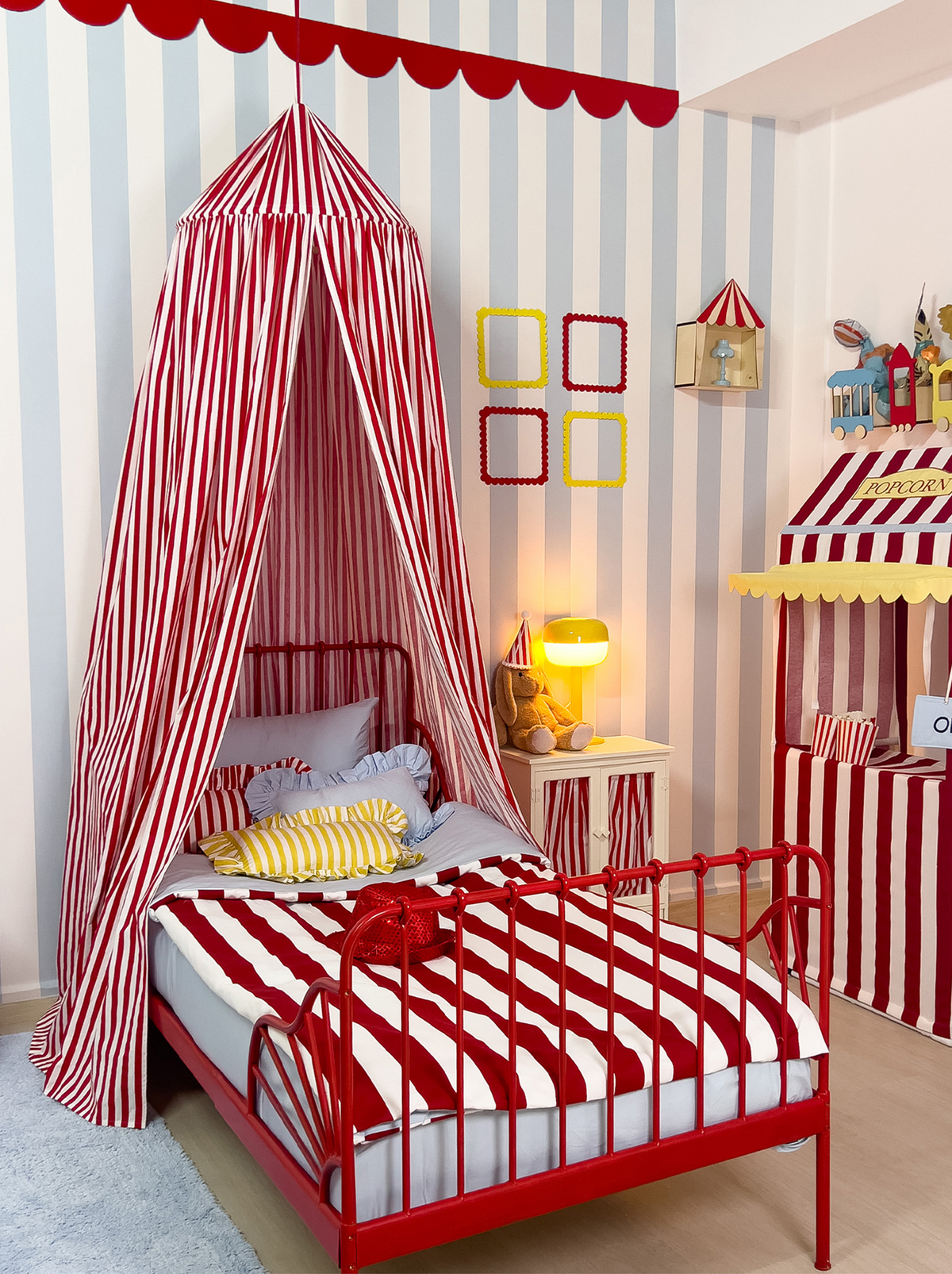 Circus-Red White Stripe Cotton Canopy