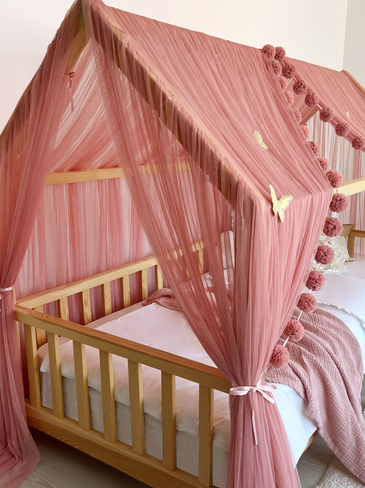 Montessori Bed Canopy Deluxe-Opera Mauve