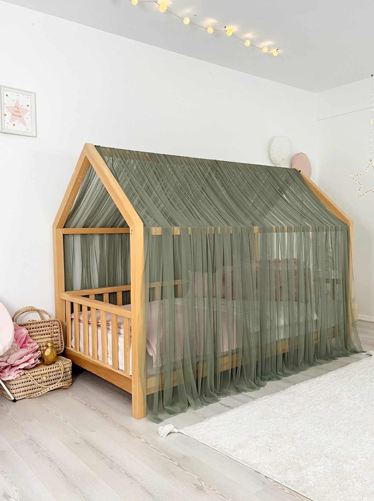 Montessori Bed Canopy Basic-Khaki Green