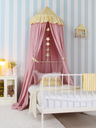 Blush Bed Canopy With Yellow Striped