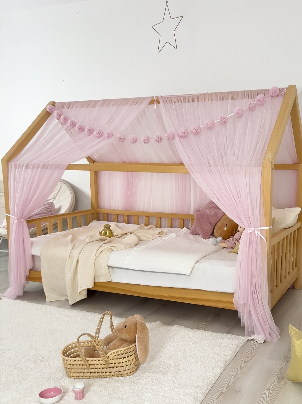Montessori Bed Canopy Basic-Baby Lilac