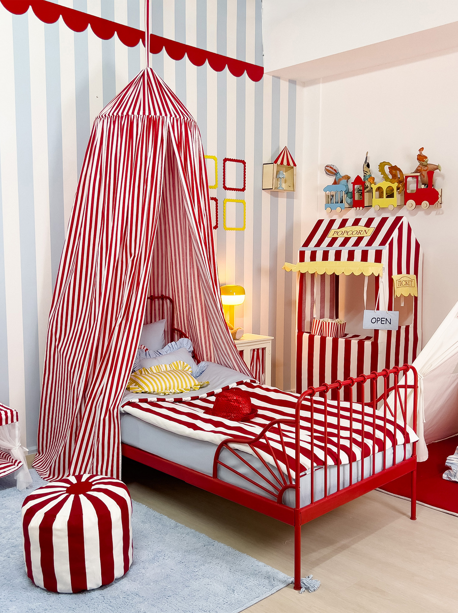 Circus-Red White Stripe Cotton Canopy