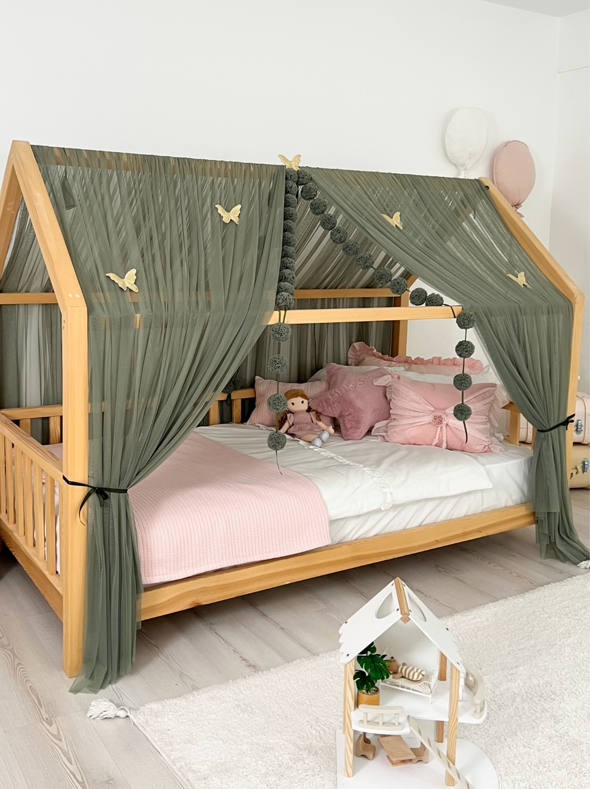 Montessori Bed Canopy Basic-Khaki Green