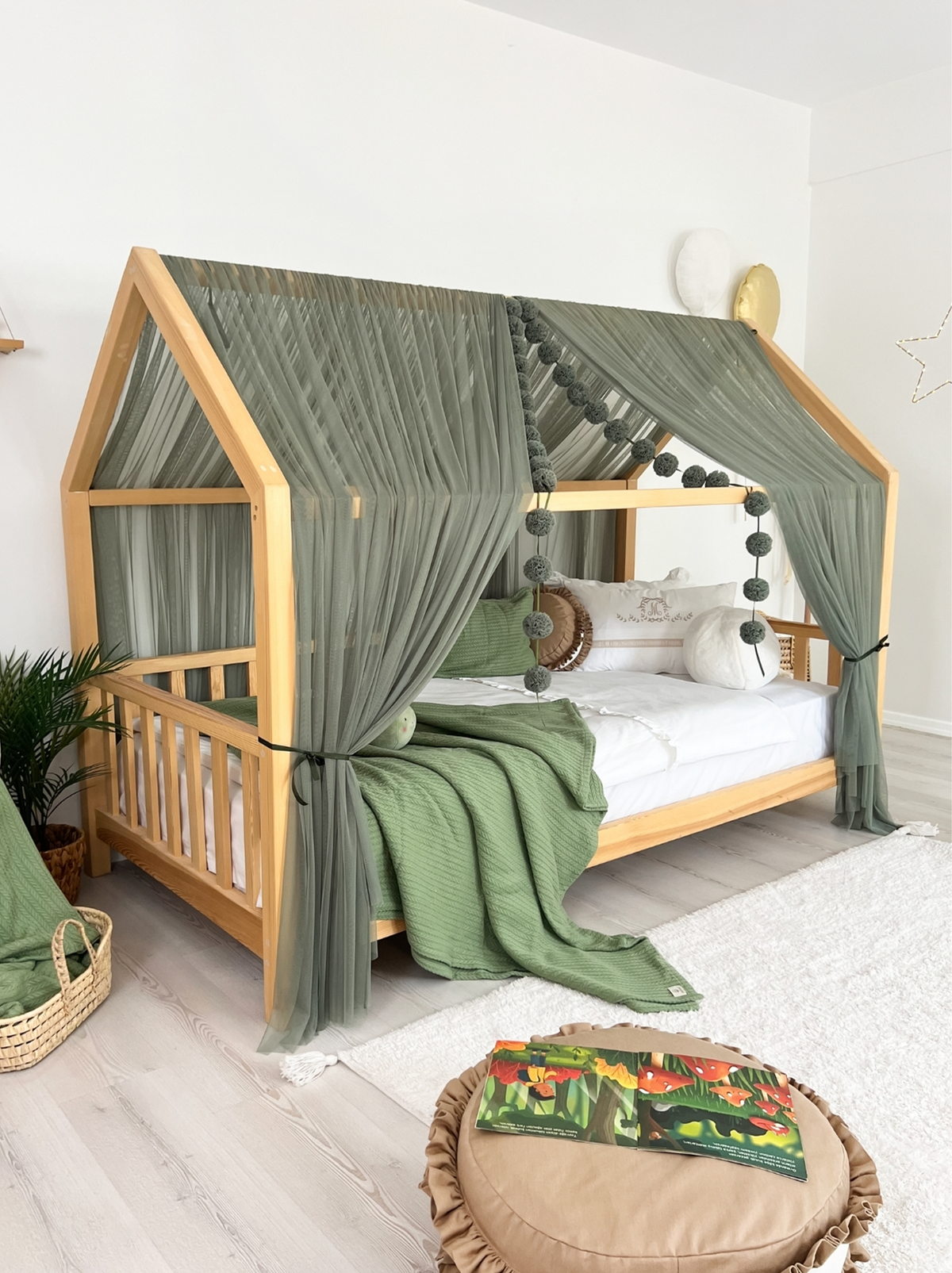 Montessori Bed Canopy Basic-Khaki Green