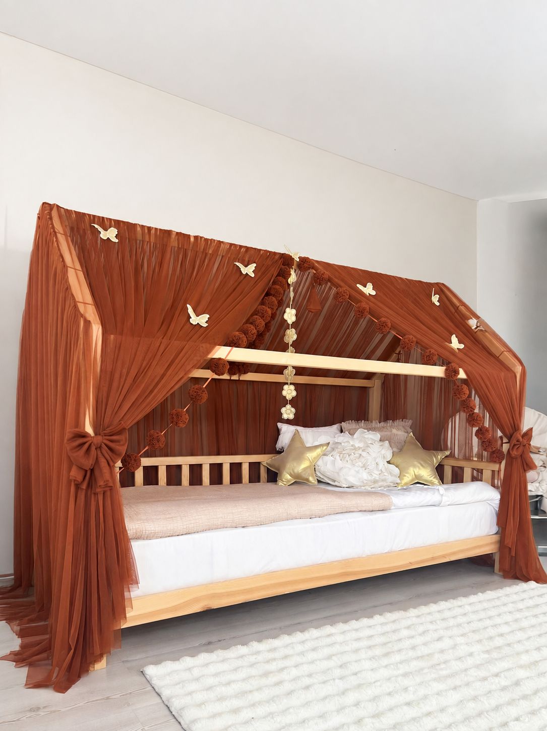 Montessori Bed Canopy Deluxe-Cinnamon