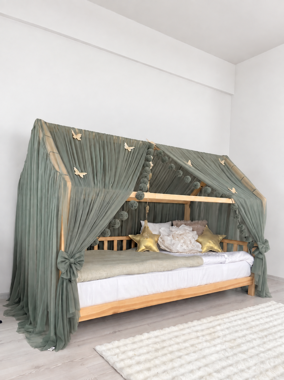 Montessori Bed Canopy Deluxe-Khaki Green