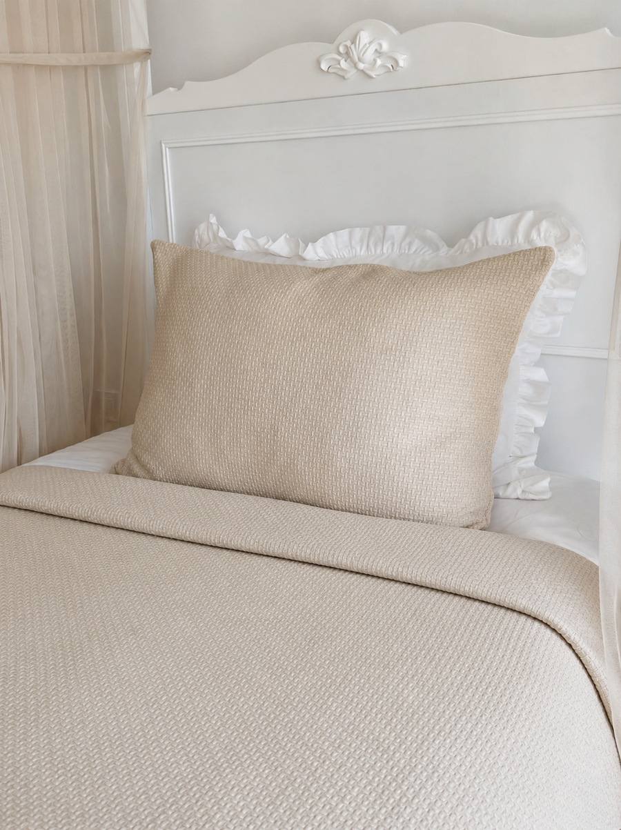 Wicker Pattern Pique Set-Beige