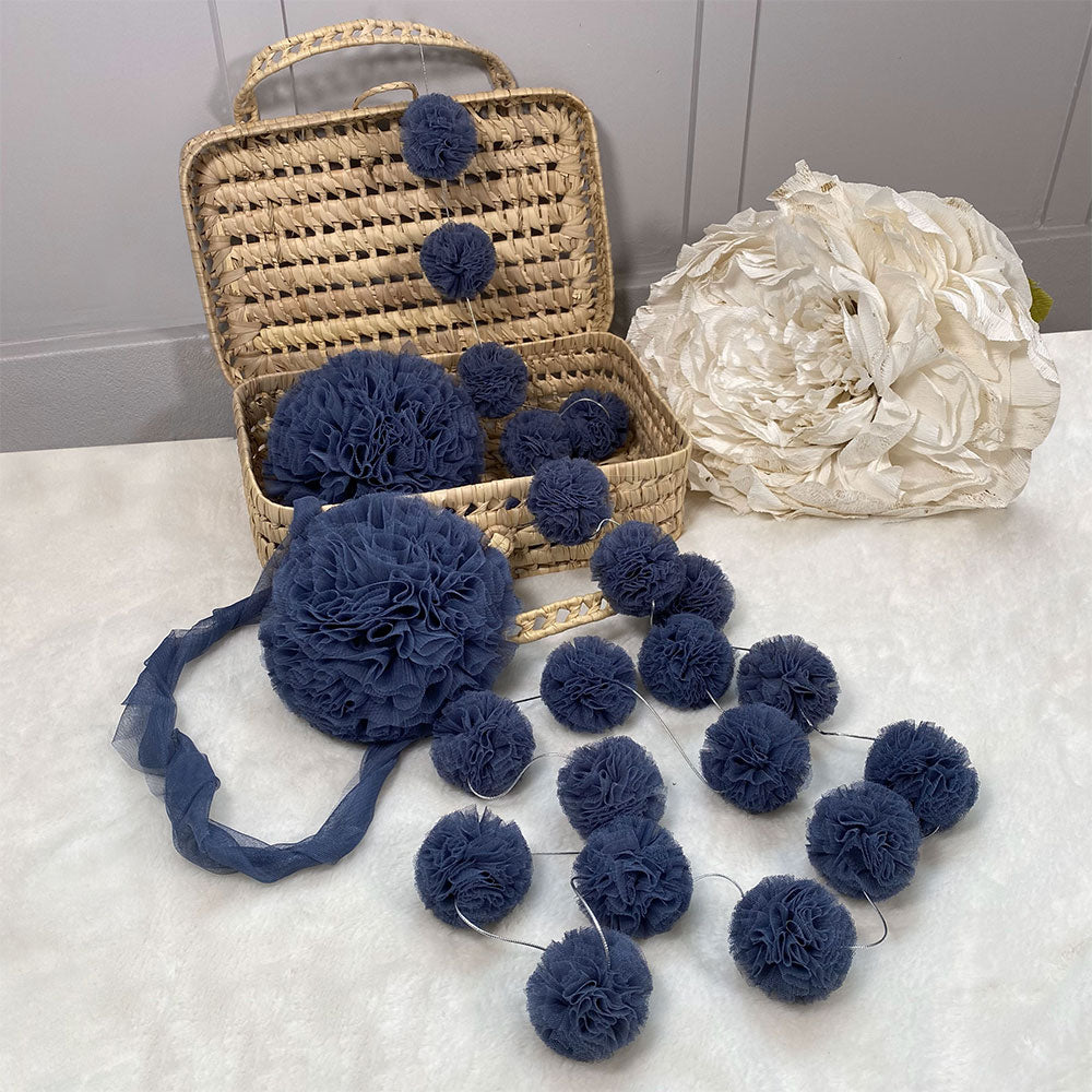 Twin Pompoms-Glaucous Blue