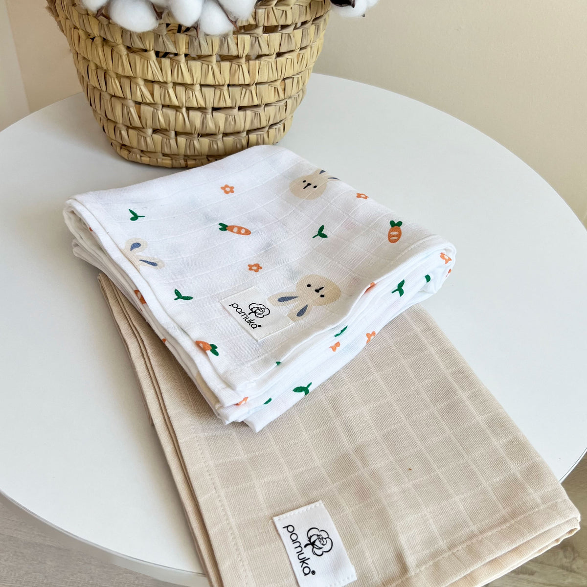 2 piece Muslin Baby Blanket-Rabbit