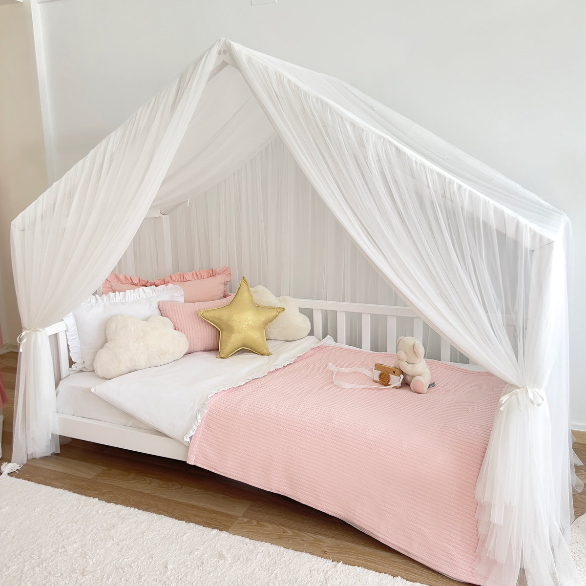 Montessori Bed Canopy Deluxe-White