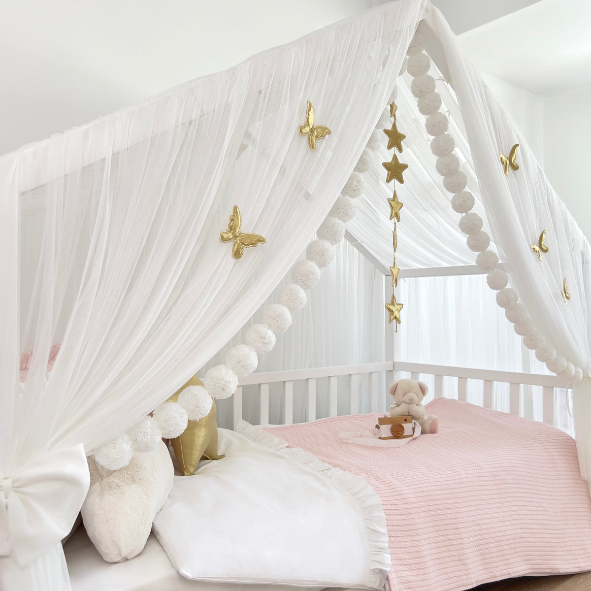 Montessori Bed Canopy Deluxe-White