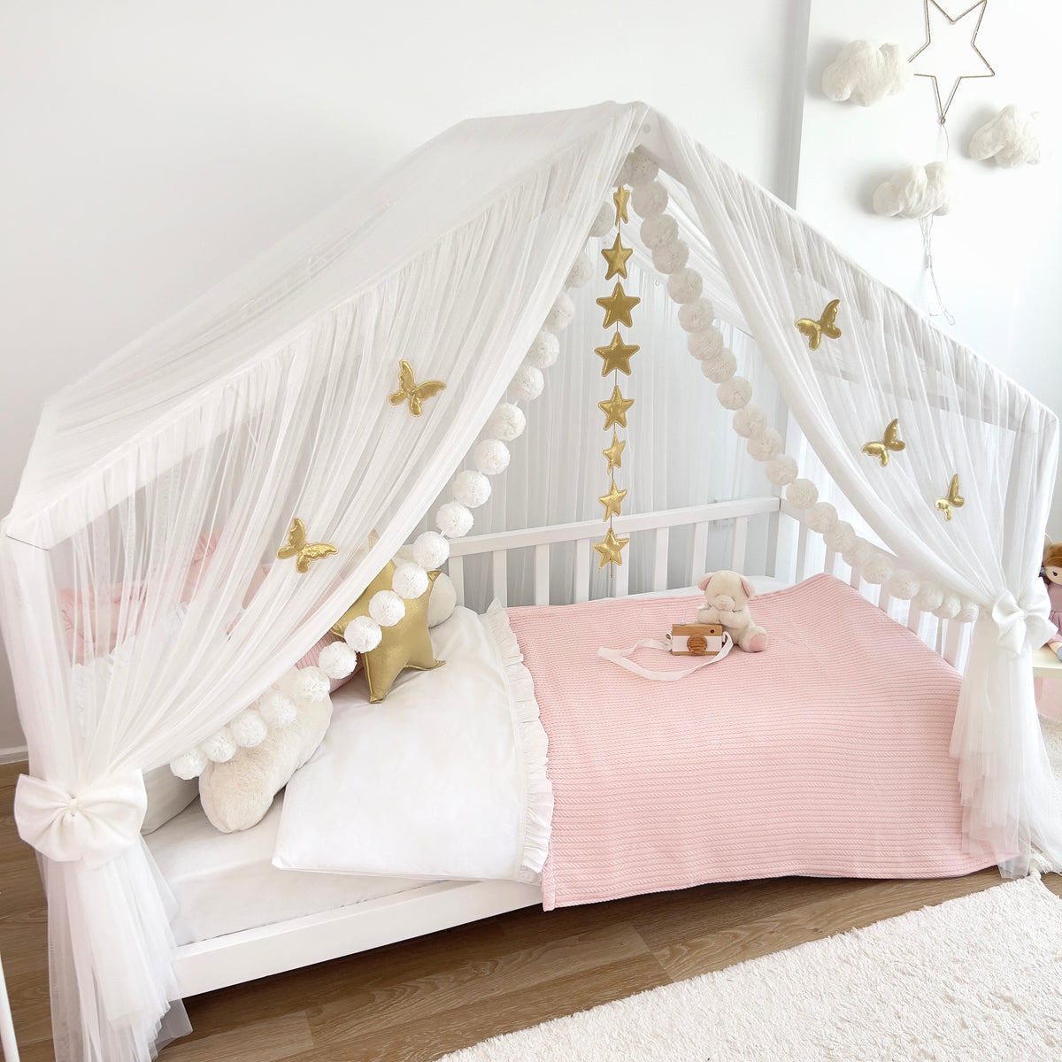 Montessori Bed Canopy Deluxe-White