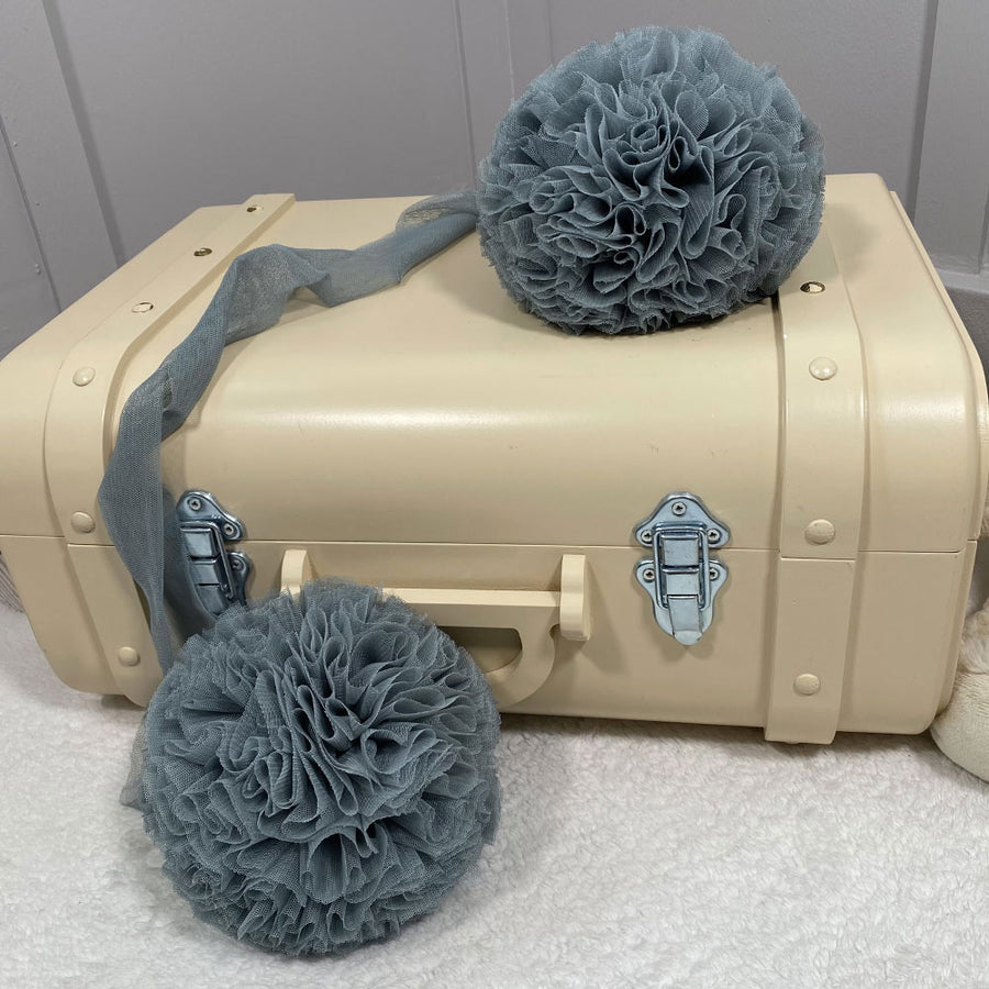 Twin Pompoms-Indigo Blue