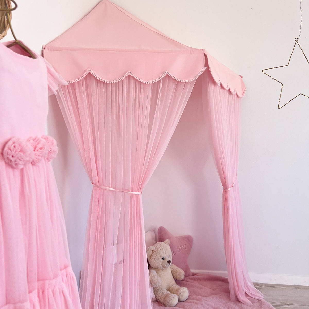 Corner Canopy Tent Tulle-Pink