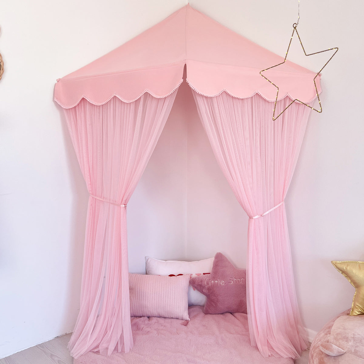 Corner Canopy Tent Tulle-Pink