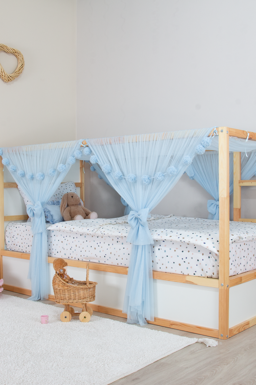 Ikea Kura Bed Tulle-Blue