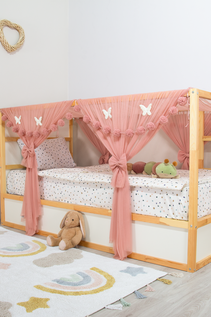 Ikea Kura Bed Tulle-Blush