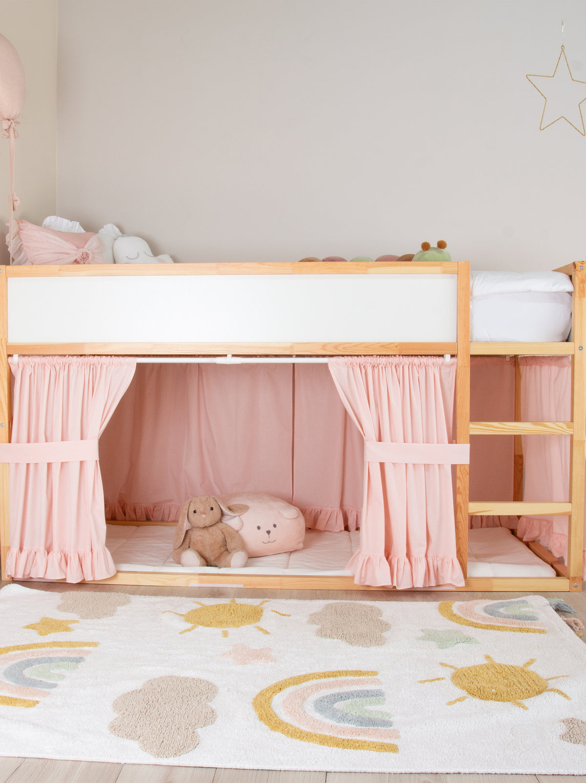 Ikea Kura Bed Ruffed-Pink