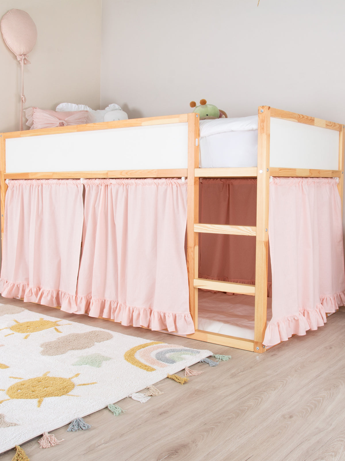 Ikea Kura Bed Ruffed-Pink