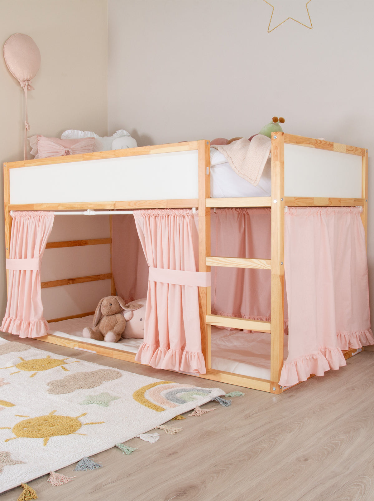 Ikea Kura Bed Ruffed-Pink