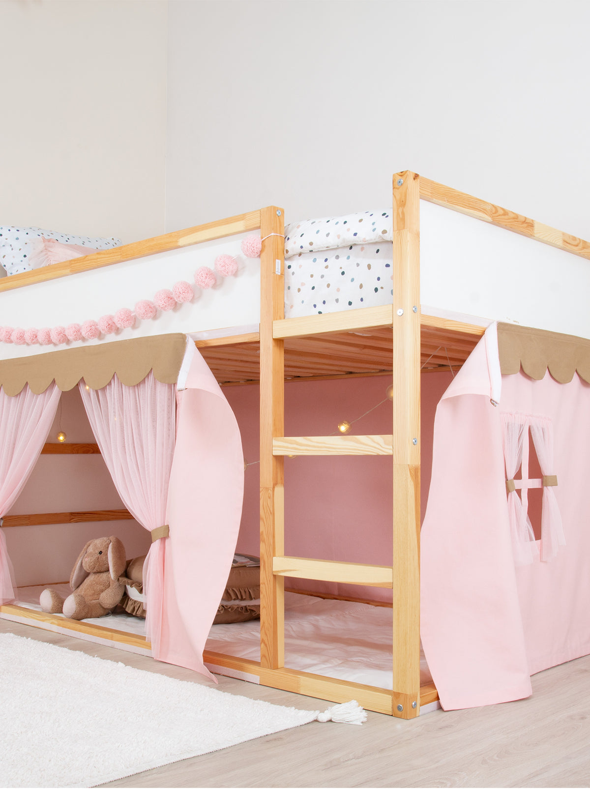 Ikea Kura Bed Draped - Pink & Beige