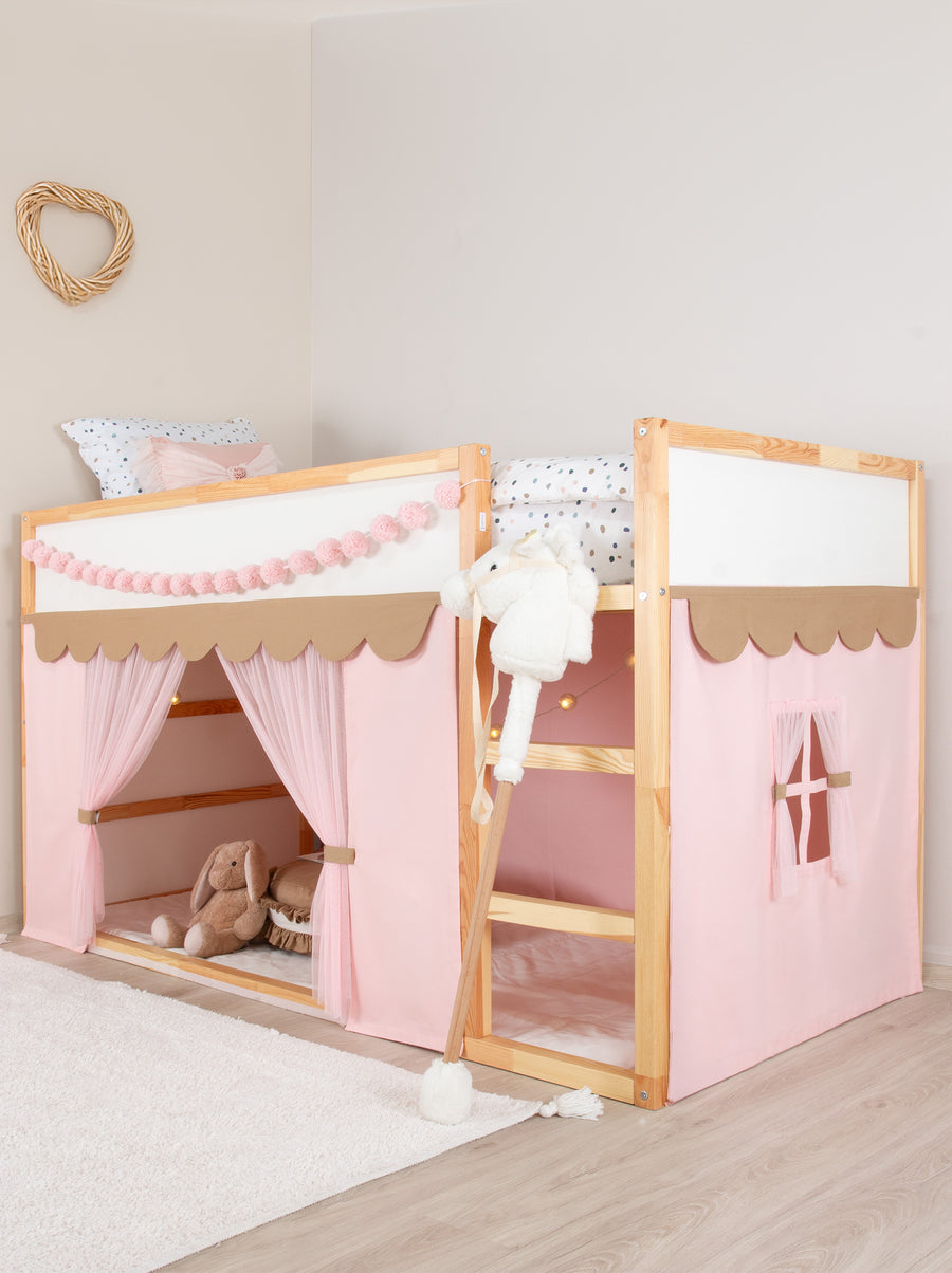 Ikea Kura Bed Draped-Pink & Beige