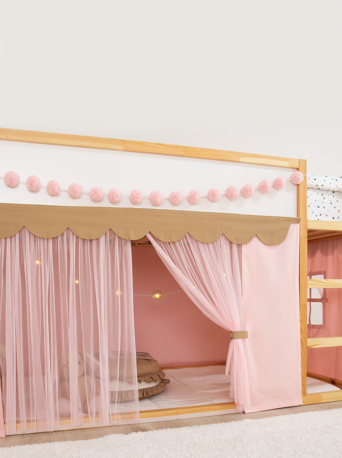 Ikea Kura Bed Draped-Pink & Beige