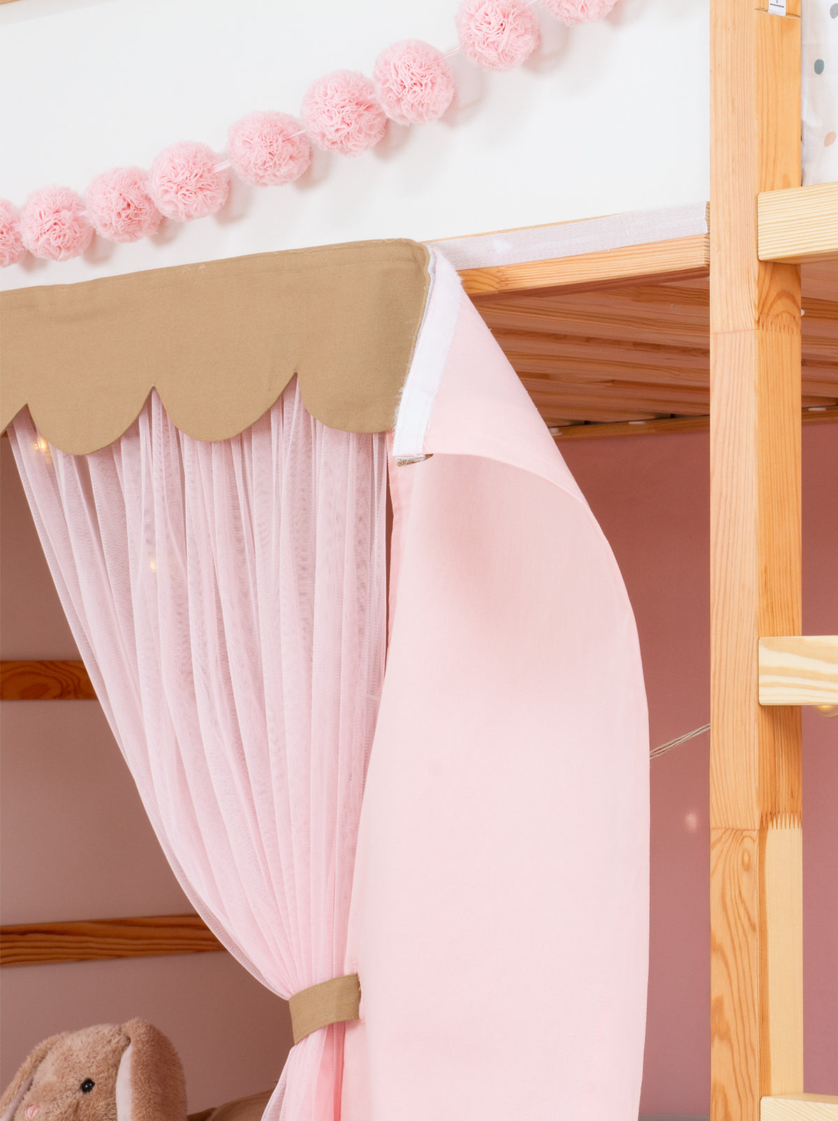 Ikea Kura Bed Draped - Pink & Beige