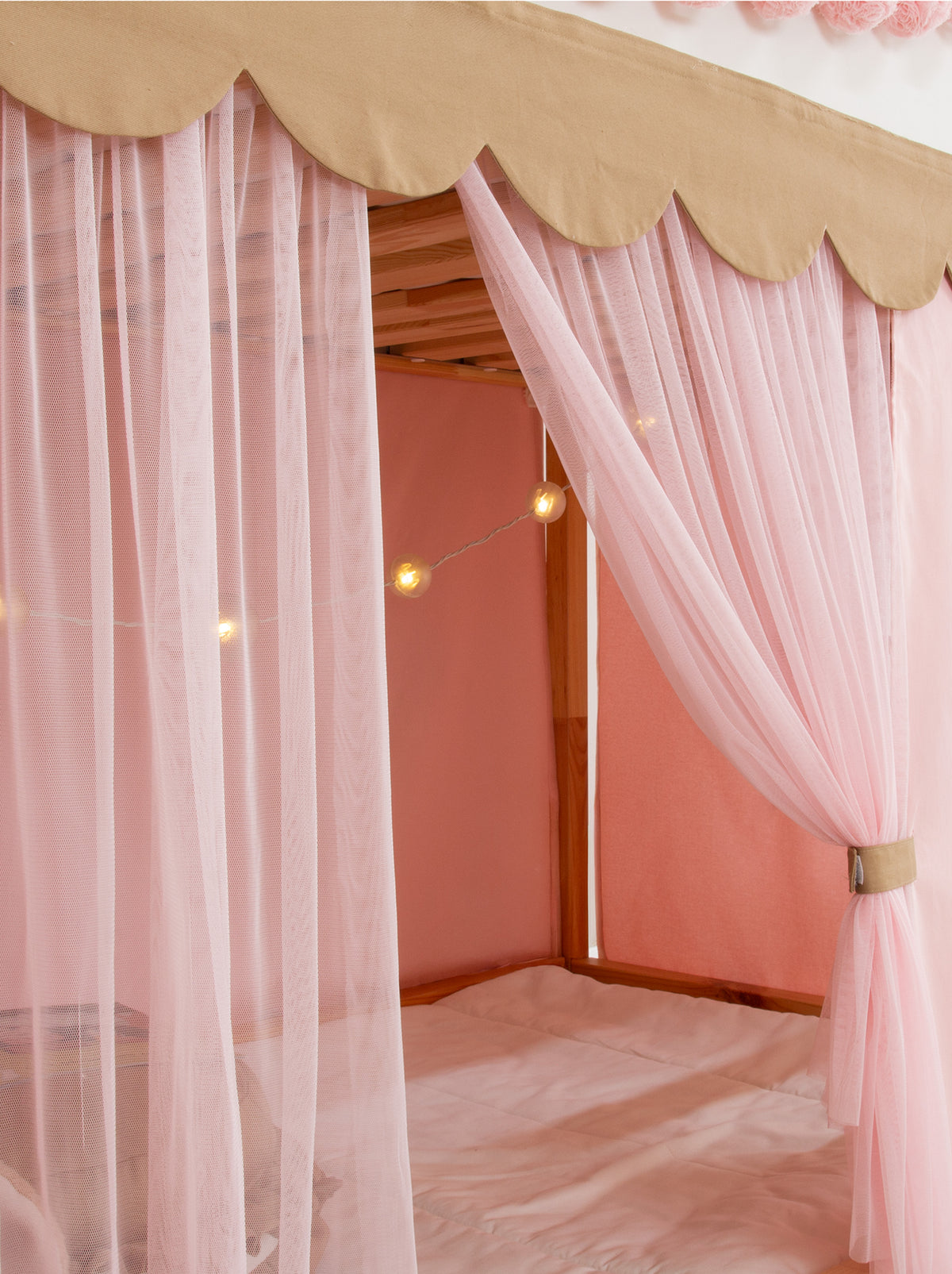 Ikea Kura Bed Draped-Pink & Beige