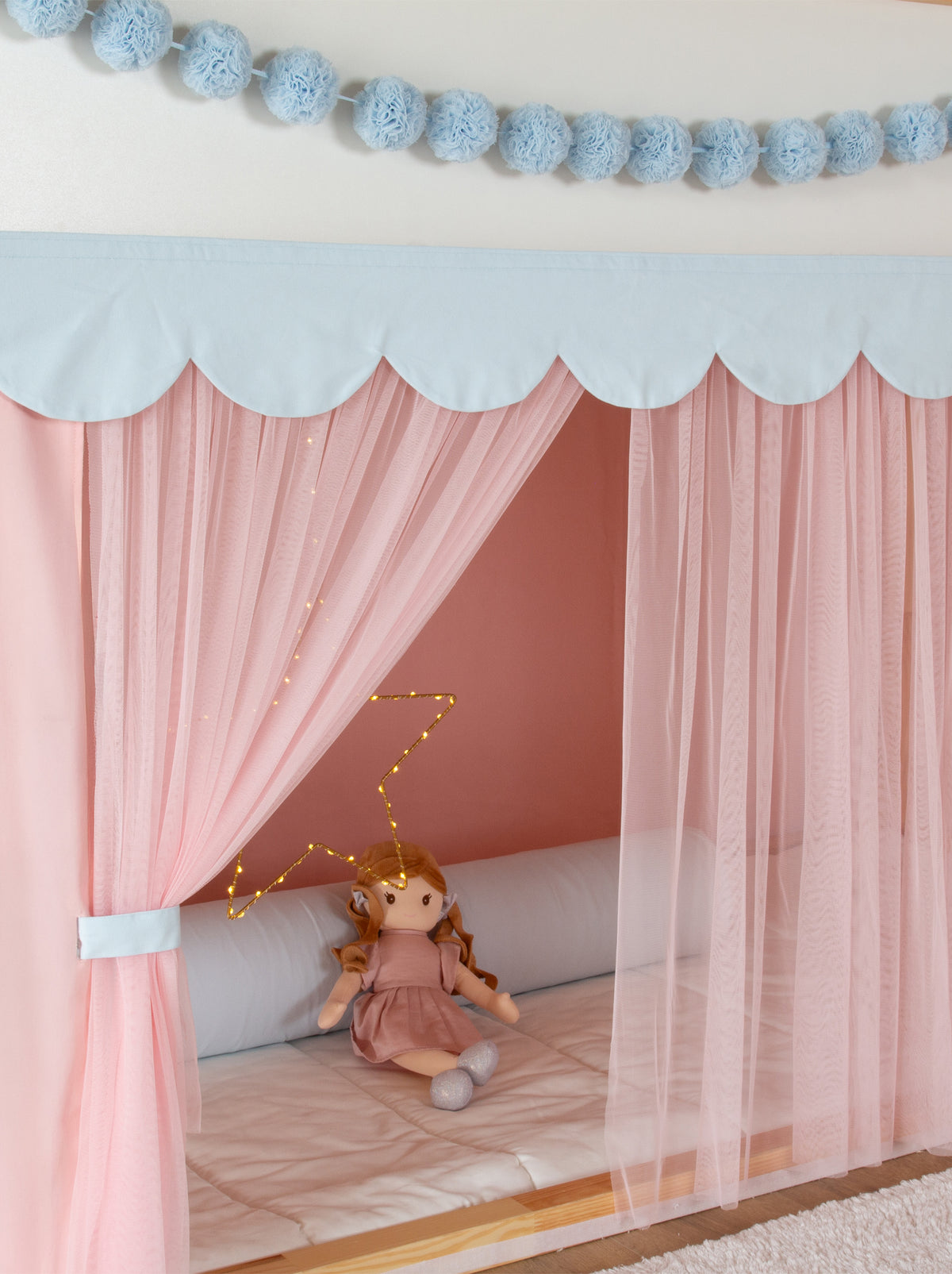 Ikea Kura Bed Draped-Pink & Blue