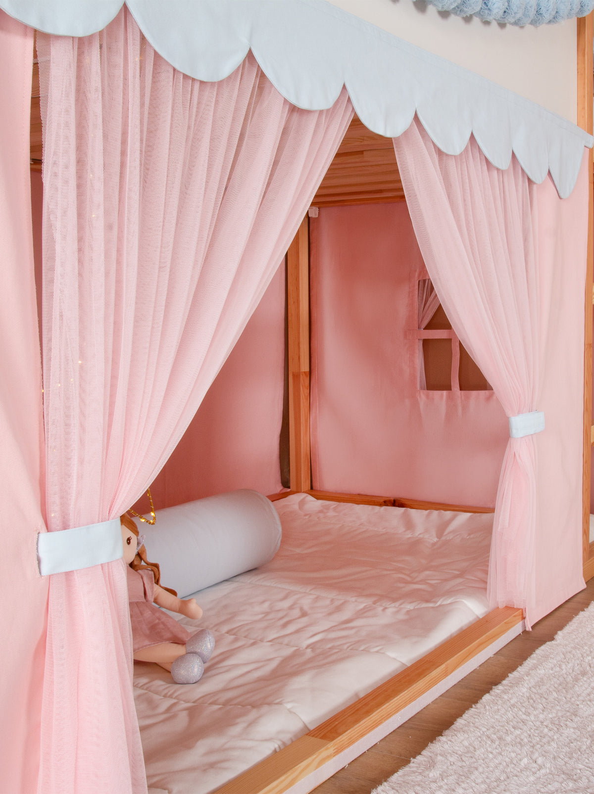 Ikea Kura Bed Draped-Pink & Blue