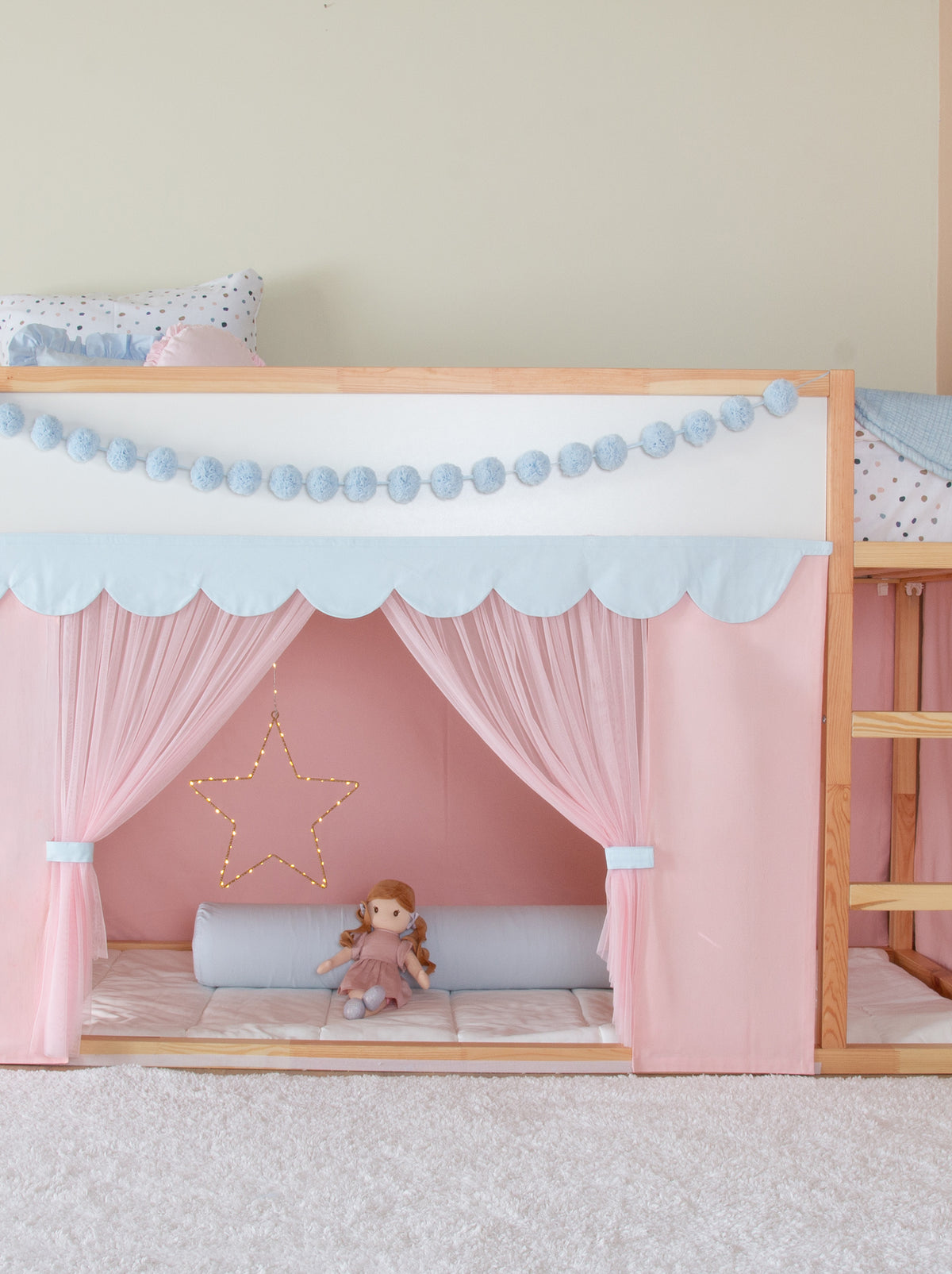 Ikea Kura Bed Draped-Pink & Blue