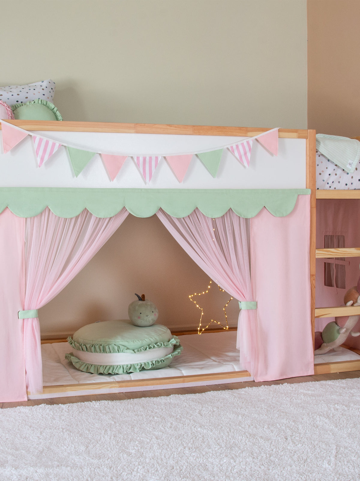 Ikea Kura Bed Draped-Pink & Green