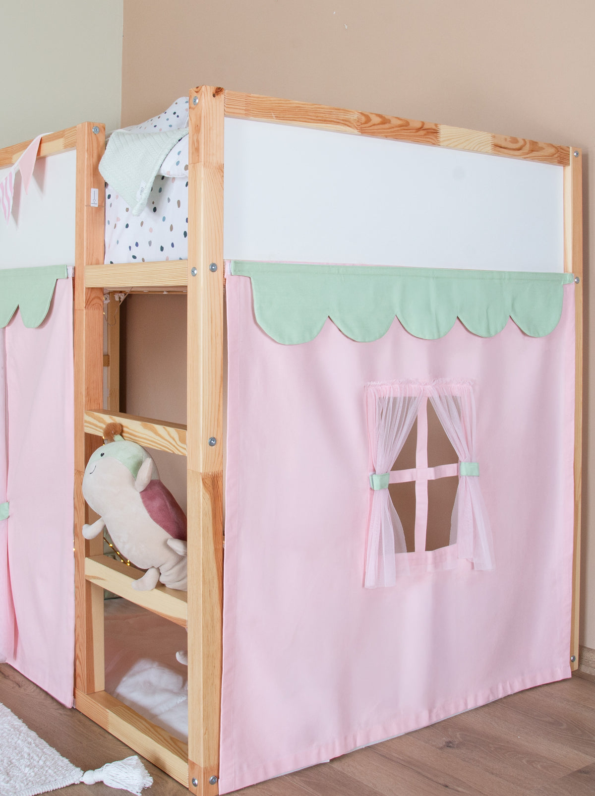 Ikea Kura Bed Draped-Pink & Green