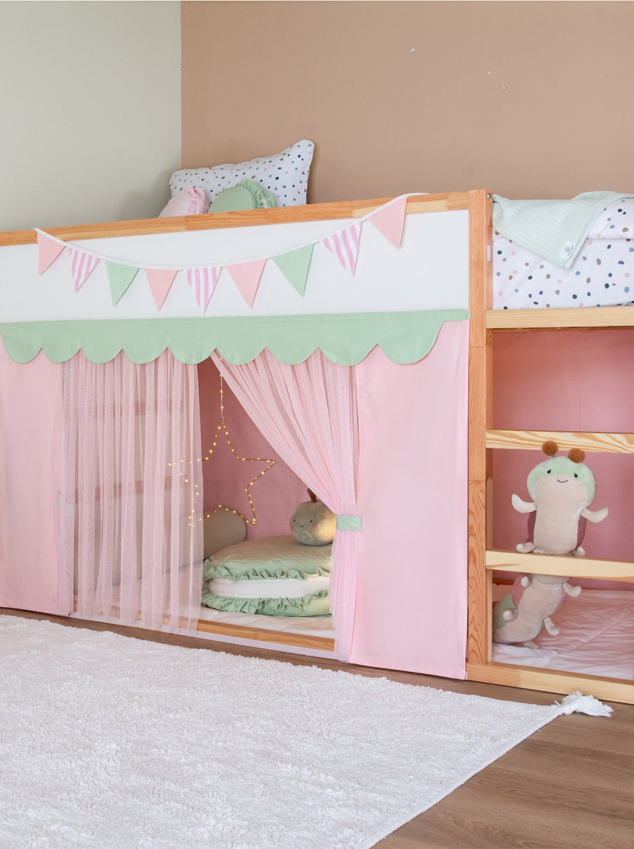 Ikea Kura Bed Draped-Pink & Green