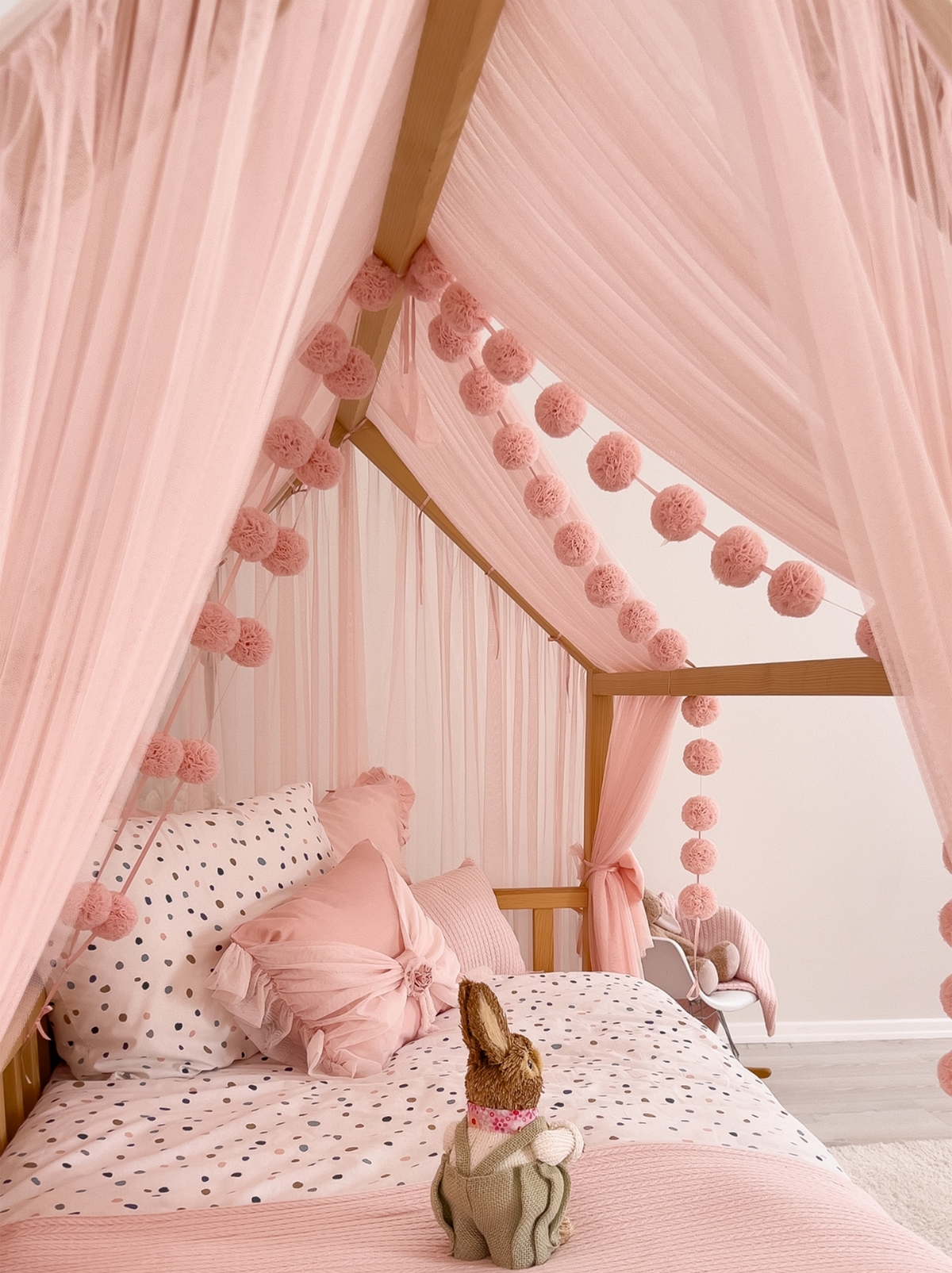 Montessori Bed Canopy Deluxe-Baby Pink