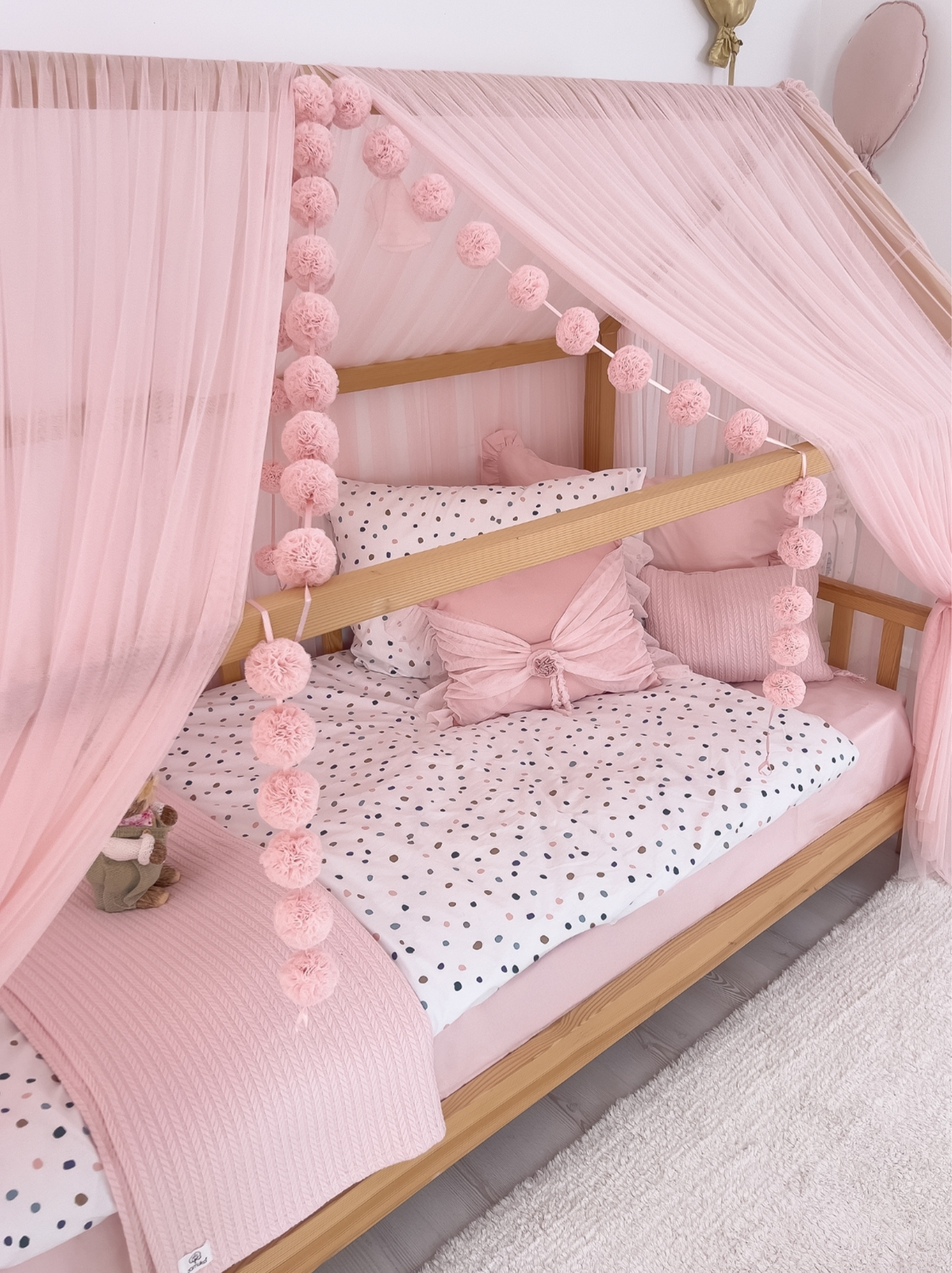 Montessori Bed Canopy Deluxe-Baby Pink