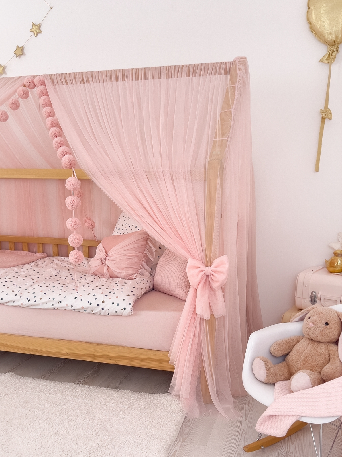 Montessori Bed Canopy Deluxe-Baby Pink