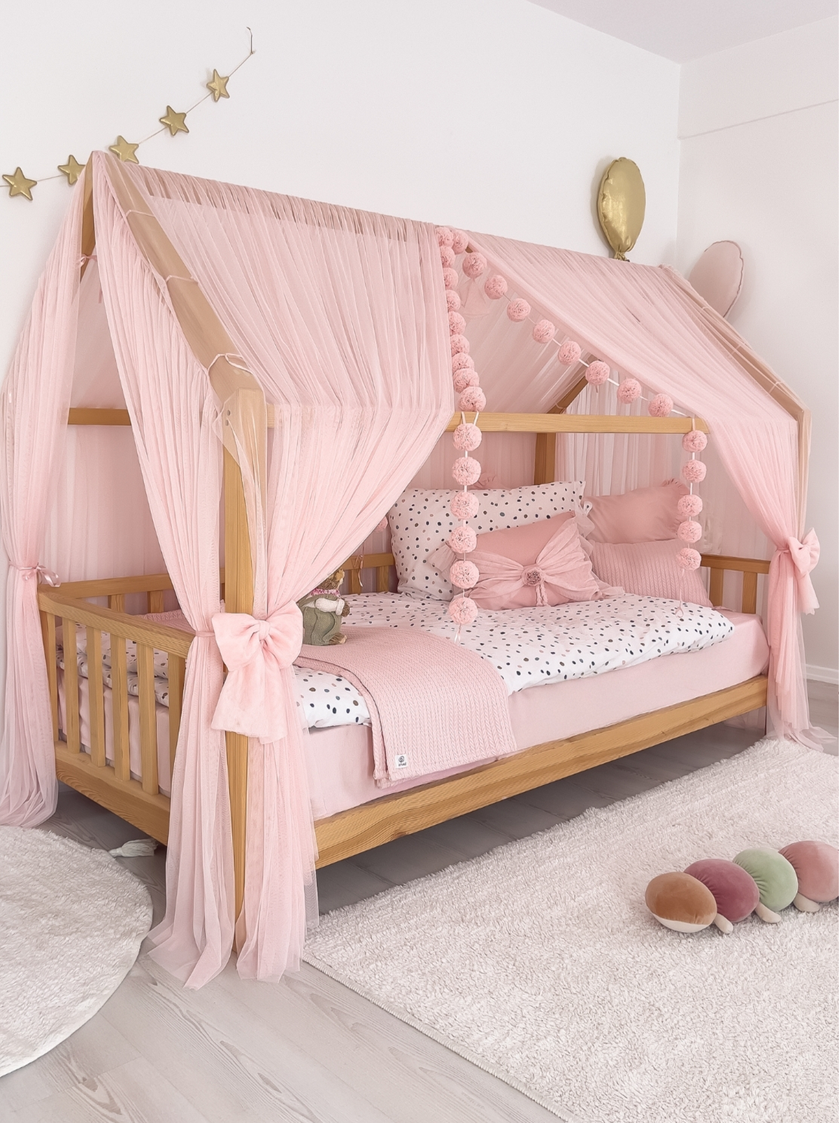 Montessori Bed Canopy Deluxe-Baby Pink