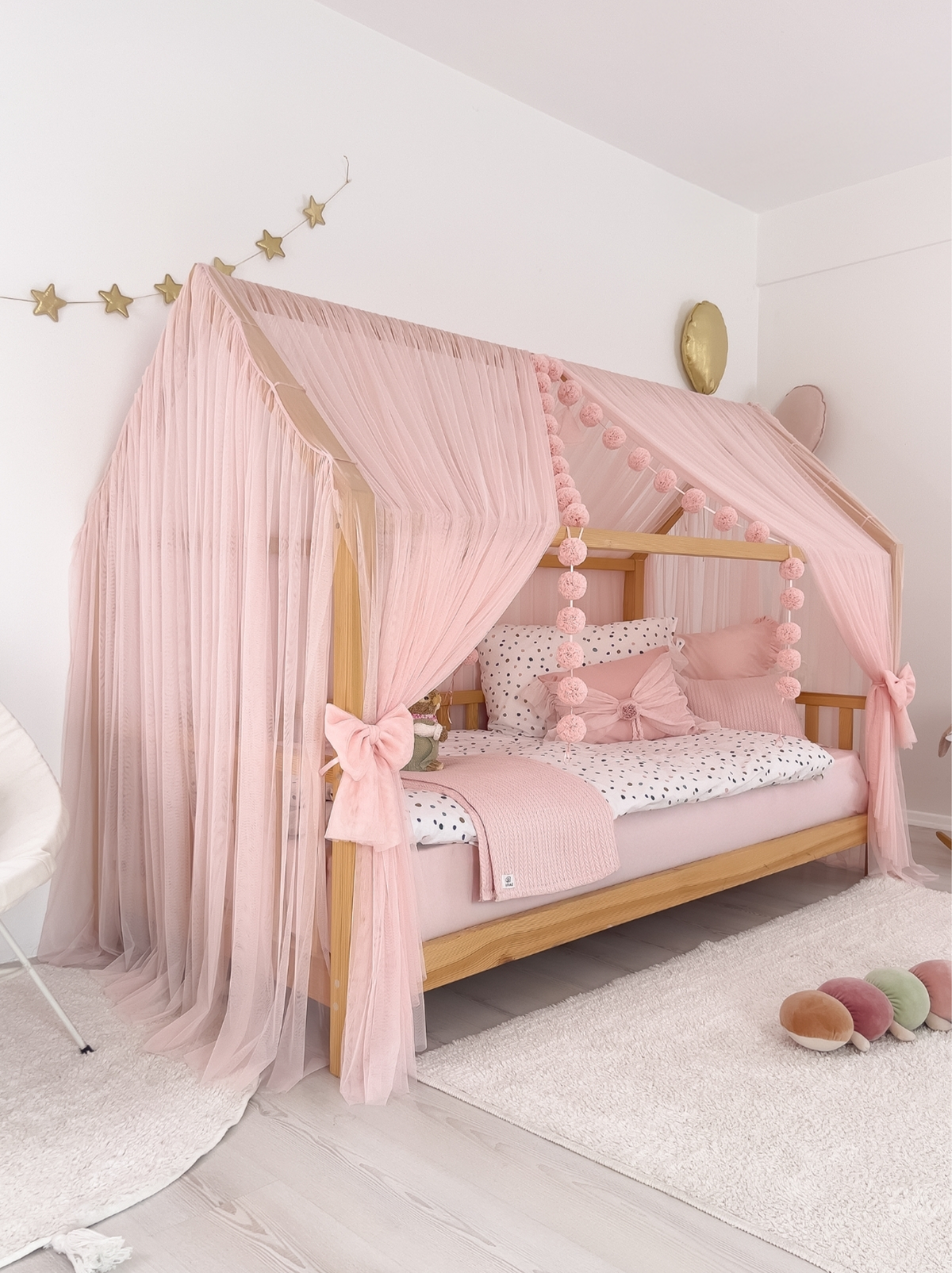 Montessori Bed Canopy Deluxe-Baby Pink