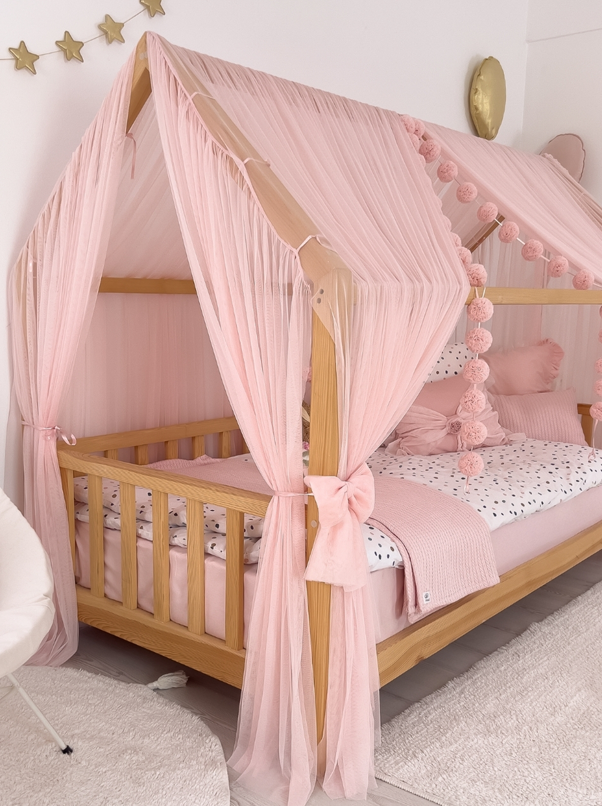 Montessori Bed Canopy Deluxe-Baby Pink