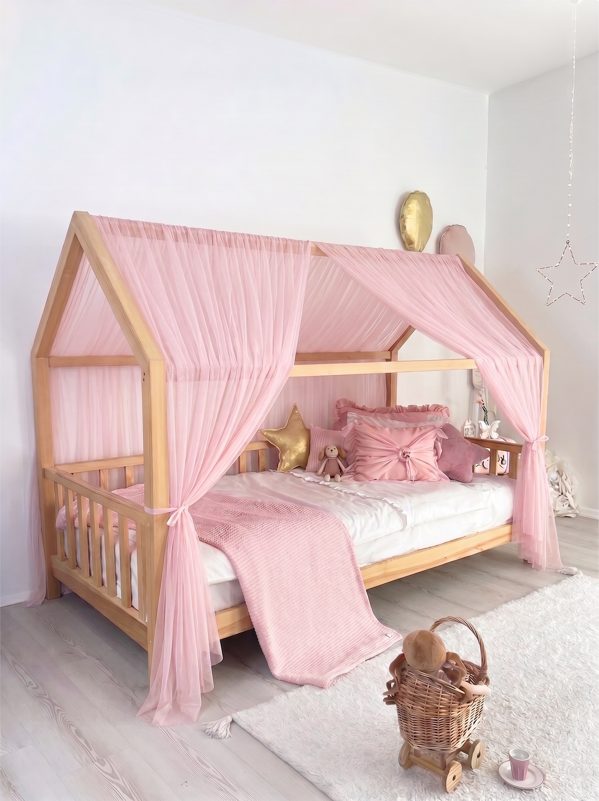 Montessori Bed Canopy Basic-Baby Pink