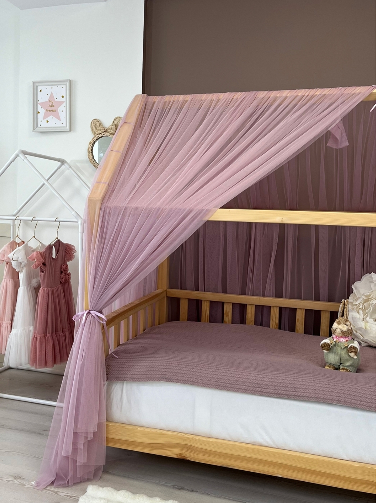 Montessori Bed Canopy Deluxe-Dusty Lilac