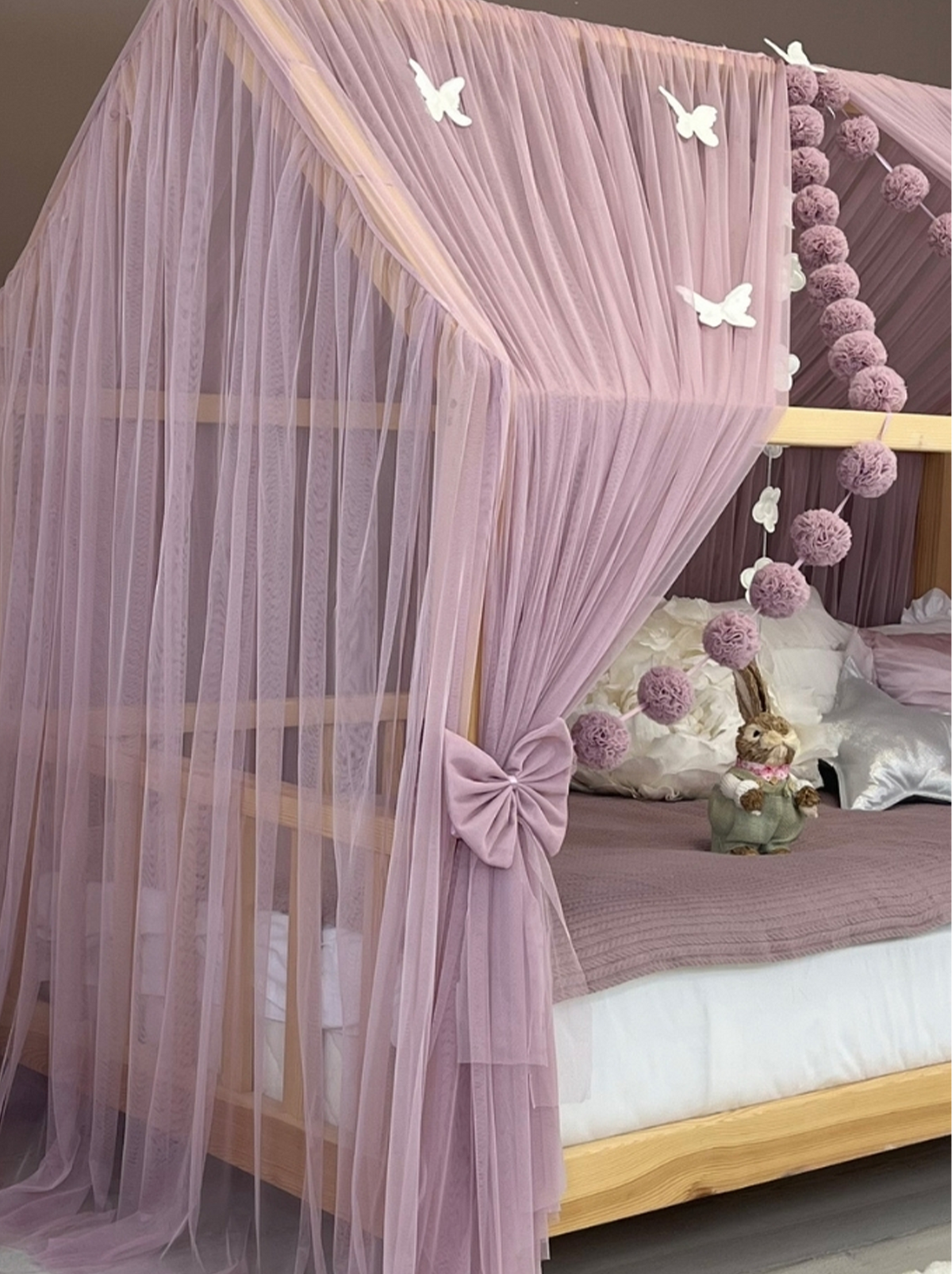 Montessori Bed Canopy Deluxe-Dusty Lilac