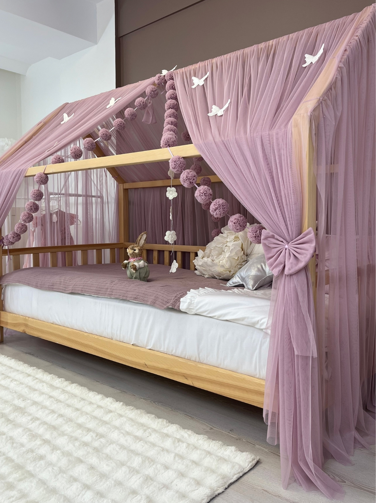 Montessori Bed Canopy Deluxe-Dusty Lilac