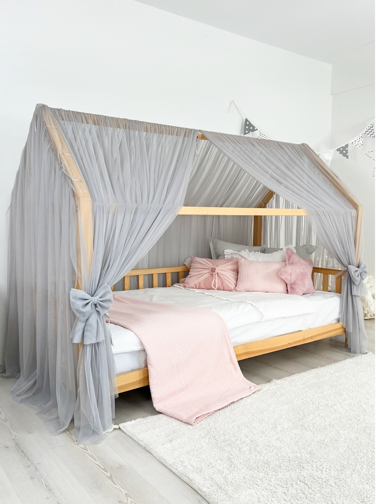 Montessori Bed Canopy Deluxe-Grey