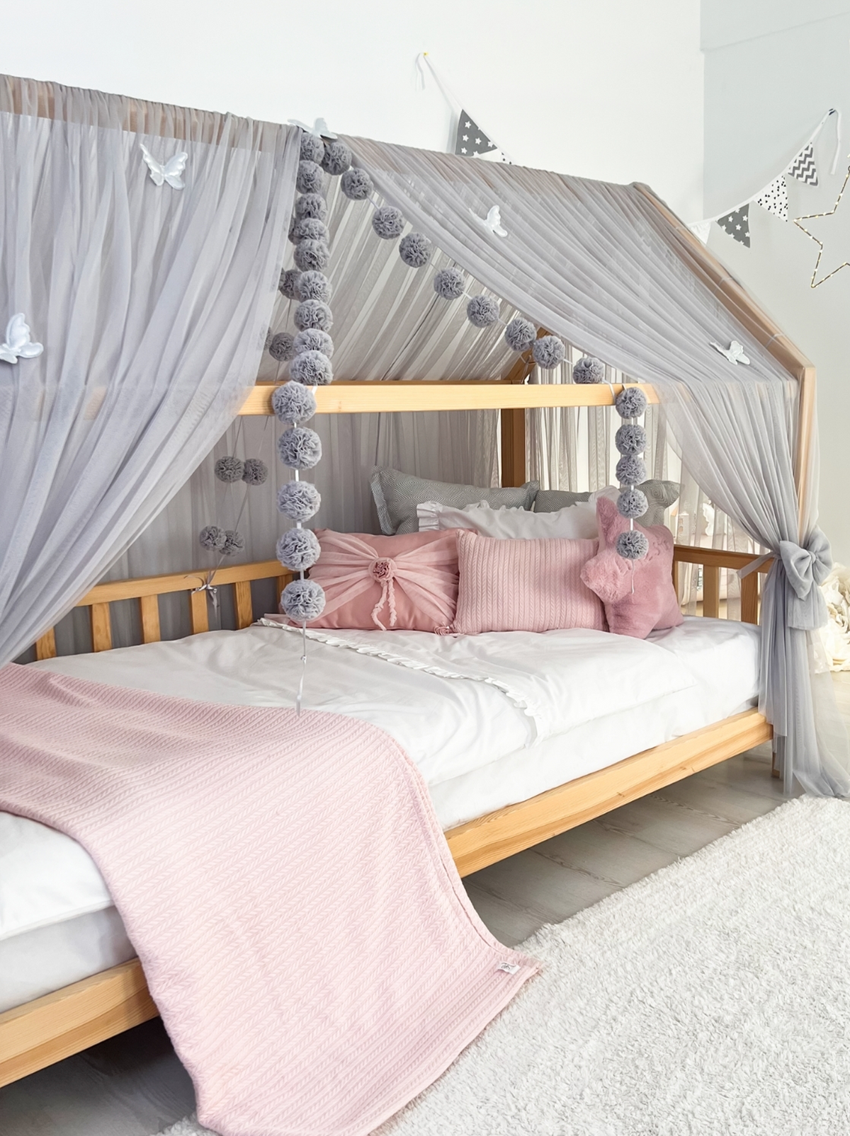 Montessori Bed Canopy Deluxe-Grey