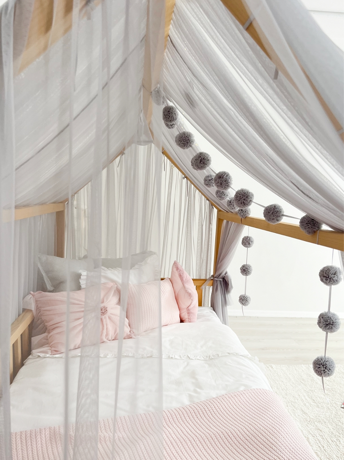 Montessori Bed Canopy Deluxe-Grey